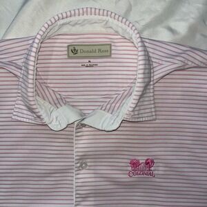 Donald Ross Mens XL Pink White Stripe Golf Polo Shirt Colonial Dean & Deluca